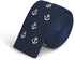 navy skinny knitted tie with anchor design